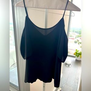 Black spaghetti strap, peak-a-boo shoulders top